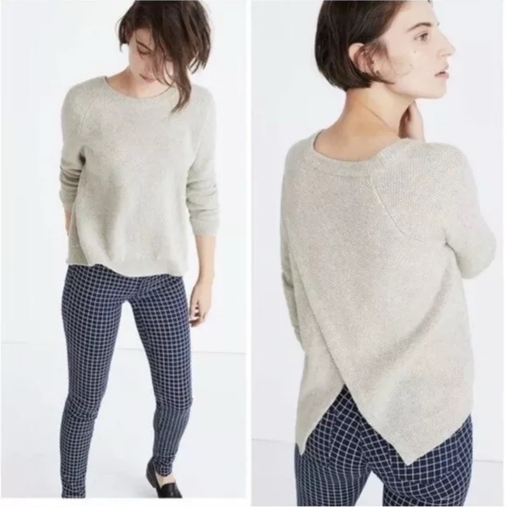 Madewell Province Sweater Size S Black Cross Over Layered Back Pullover Knit Top